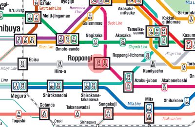 H-04 Roppongi station map - Tokyo Metro