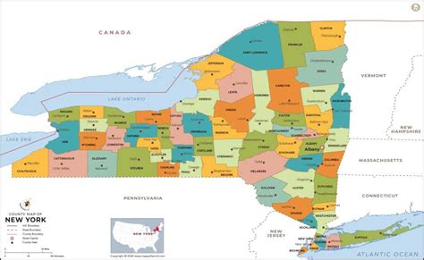 New York County Map, Counties in New York (NY)