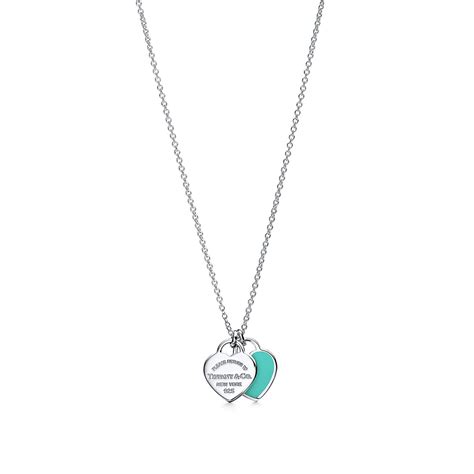 Return to Tiffany™ mini double heart tag pendant in silver with Tiffany ...