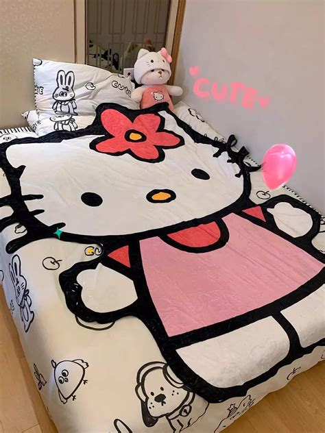 Hellokitty Shape Blanket Flannel Throw Blanket Cute Blanket Lightweight ...