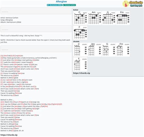 Chord: Afterglow - Vanessa Carlton - tab, song lyric, sheet, guitar ...