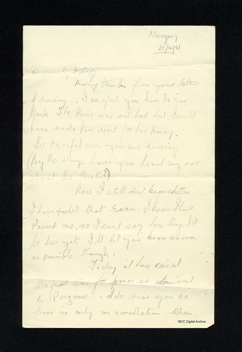 Letter from Ian Wynn to his wife · IBCC Digital Archive