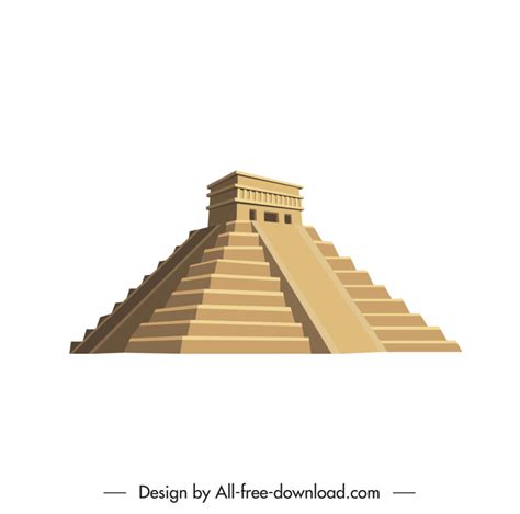 Chichen itza architecture icon 3d retro sketch Vectors images graphic ...