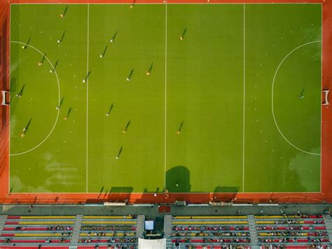 Free Photo | Aerial view of grass field for hockey