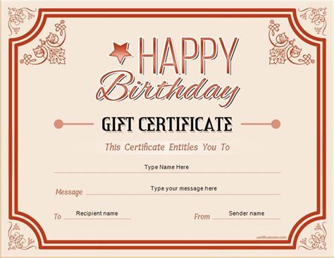 Birthday Gift Certificate for MS Word DOWNLOAD at http ...