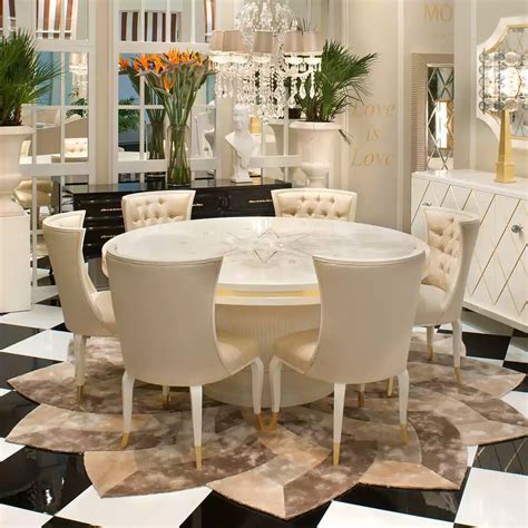 High End Modern Ivory Lacquered Round Dining Table Set - Juliettes ...