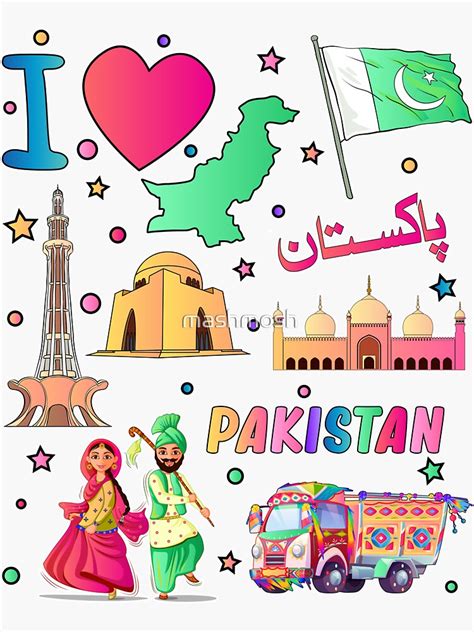 "Pakistani hand drawn landmarks, Pakistan map, Culture icons, flag ...