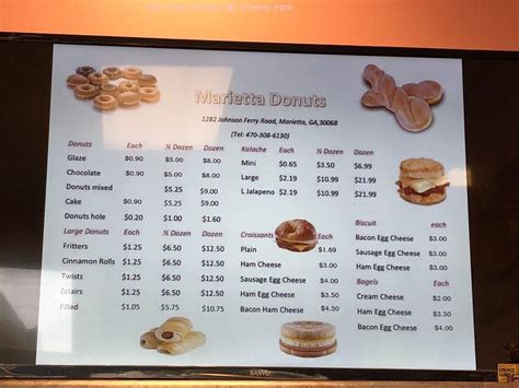 Menu at Marietta Donuts, Marietta