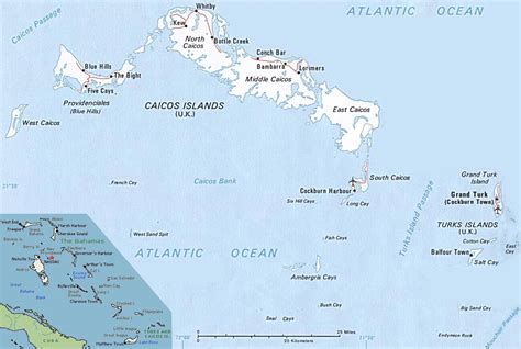 Large detailed political map of Turks and Caicos Islands with roads and ...