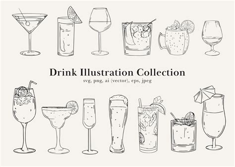 Cocktail Illustrations Drink Clip Art Cocktail Clip Art - Etsy UK