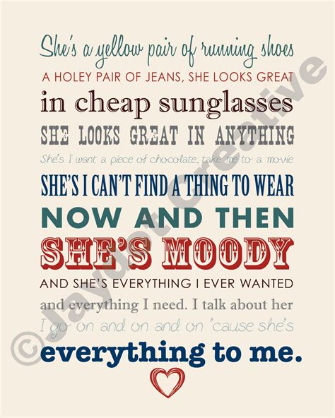 BRAD PAISLEY She's Everything PRINTABLE Lyrics | Etsy