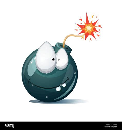 Cute, funny, crazy - cartoon bomb character. Ah,oh smiley Stock Vector ...