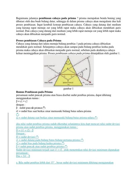 Bagaimana Jalannya Pembiasan Cahaya Pada Prisma | PDF