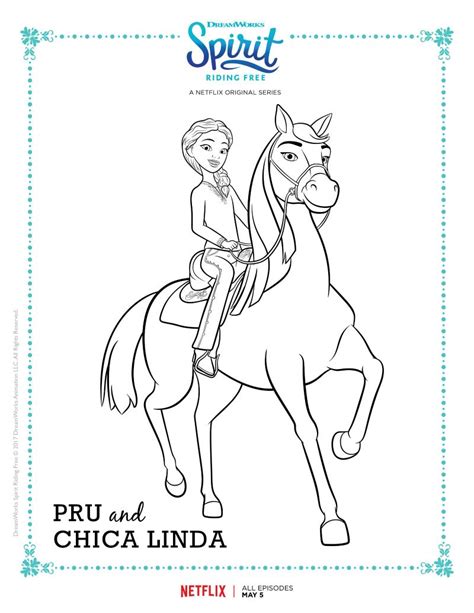 Spirit Riding Free Pru and Chica Linda Coloring Page | Horse coloring ...