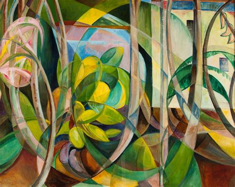 Abstract Geometric Painting of Plants 1 by Mary Swanzy - Art Collection