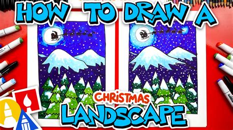 How To Draw A Christmas Landscape - Art For Kids Hub