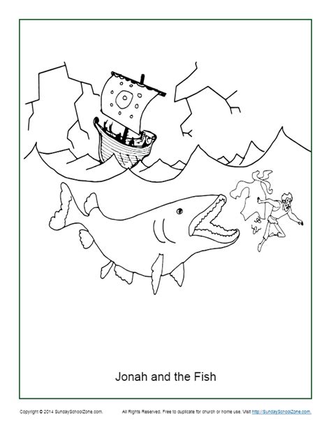 Jonah and the Fish Coloring Page - Children's Bible Activities | Sunday ...