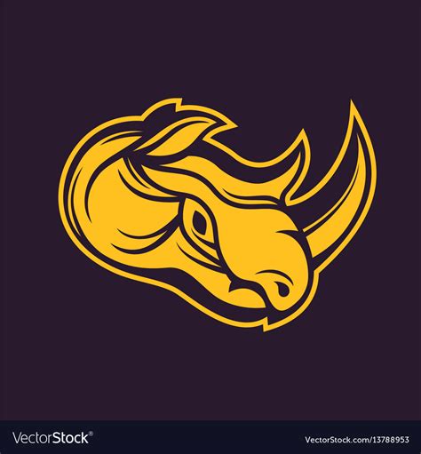 Rhino outline of head logo element Royalty Free Vector Image