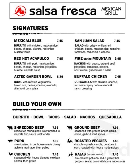 Salsa Fresca Mexican Grill menu in Mamaroneck, New York, USA