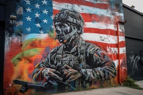 Premium AI Image | A Street art mural graffiti painting of a soldier ...