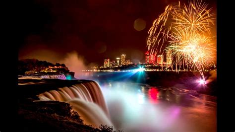 Niagara Falls Night Colors and Fireworks - YouTube