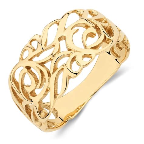 10ct Yellow Gold Filigree Ring | Yellow gold filigree ring, Silver ...