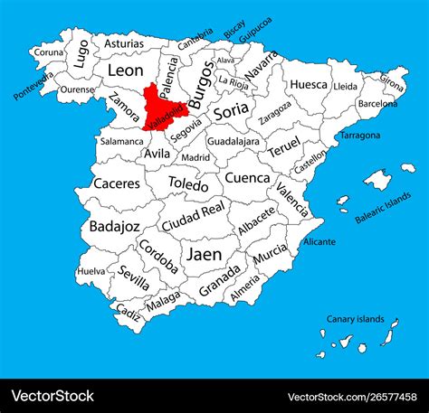 Valladolid map spain province administrative map Vector Image