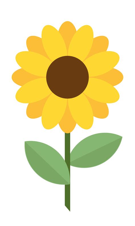 Sunflower icon flat style. Yellow flower clipart. Summer symbol flower ...