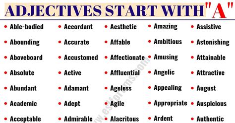 486 Amazing Adjectives That Start with A - ESL Forums