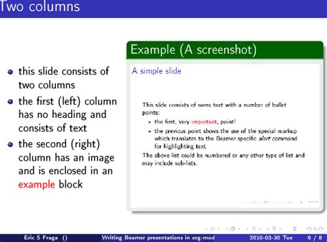 Writing Beamer presentations in org-mode