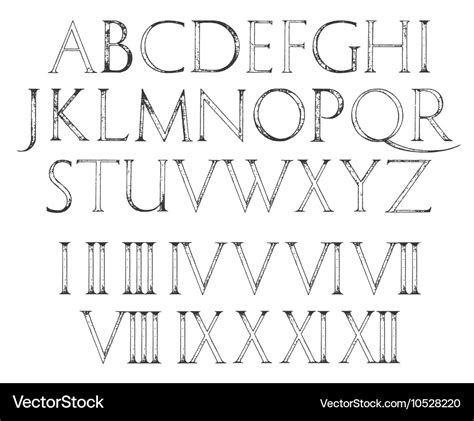 Modern Roman Classic Alphabet with numbers Vector Image