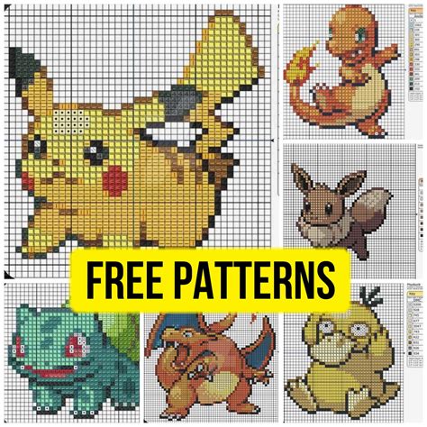 Mega Set Pokemon Free Cross Stitch Patterns for Beginners