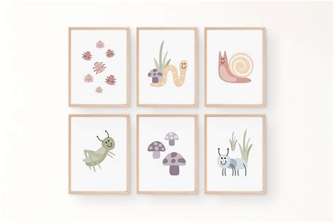 Gender-neutral Nursery Wall Art Bugs Prints for Baby Unisex - Etsy