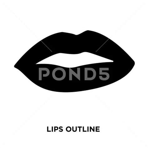 Lips silhouette clipart on white background, vector illustration ...