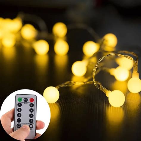 Globe String Lights 5m 50LEDs with Remote Control Battery Operated ...