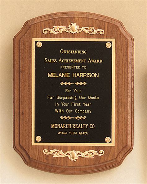 American Walnut Recognition Award Plaque with decorative accents, Laser ...