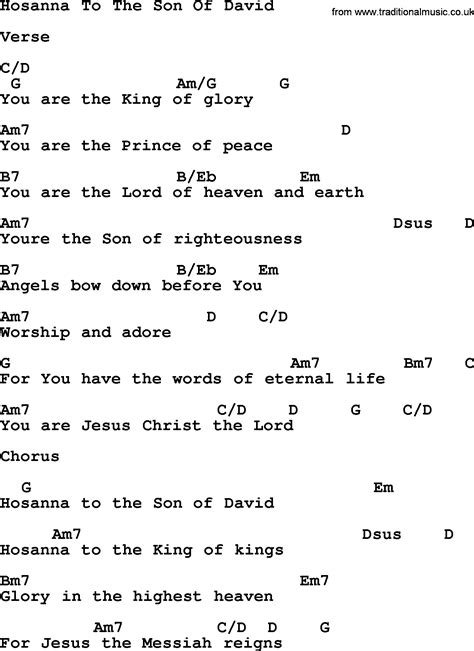 Hymns about Angels, Song: Hosanna To The Son Of David - complete lyrics ...