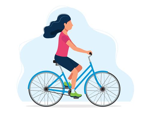 Woman riding a bicycle, concept illustration for healthy lifestyle ...