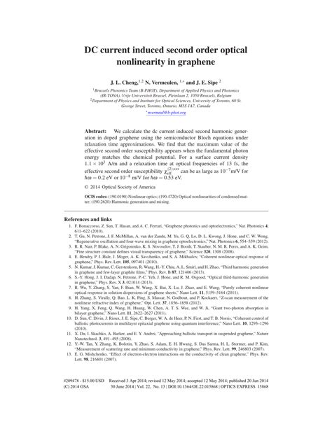 (PDF) DC current induced second order optical nonlinearity in graphene