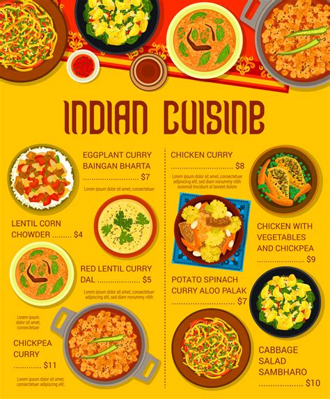 Indian food restaurant meals menu page template 10883598 Vector Art at ...