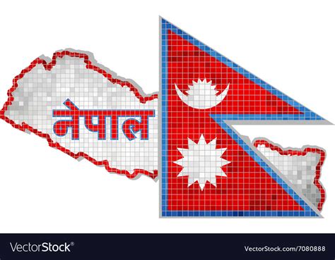 Nepal map with flag inside Royalty Free Vector Image