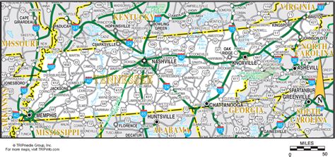 Tennessee State Road Map - Tourist Map Of English