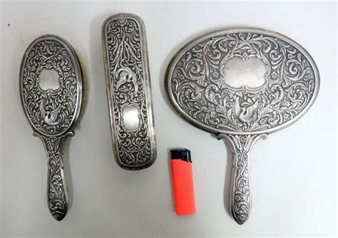 Antique Silver plated antique 3-piece brush set "Gero… - Gem