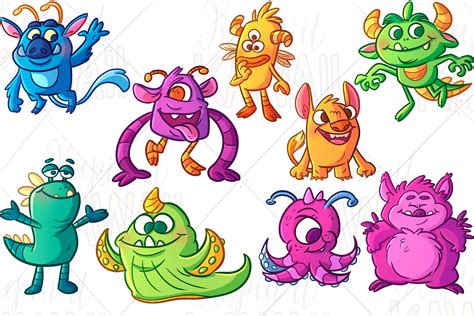 Cute Monsters Clip Art Graphic by Keepinitkawaiidesign · Creative Fabrica