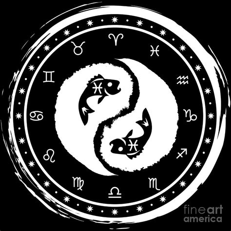 Pisces Yin Yang Fish Twelfth Zodiac Sign Digital Art by Studio Metzger ...