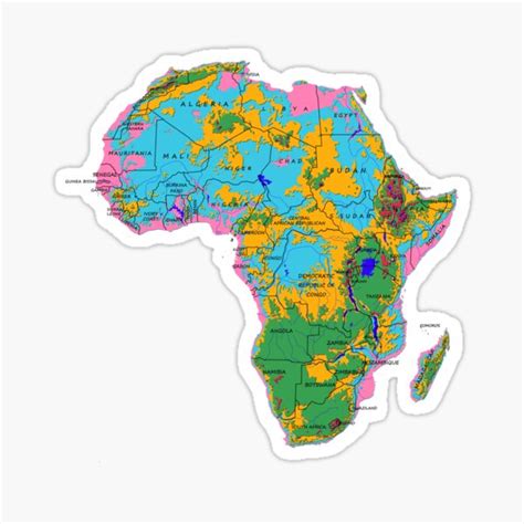 Africa Continent 3D Render Topographic Map Neutral Digital Art By Frank ...