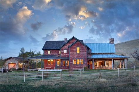 Inviting rustic ranch house embracing a picturesque Wyoming landscape ...