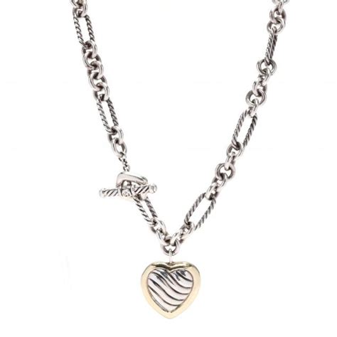 18KT Gold and Sterling Silver Heart Necklace, David Yurman (Lot 1102 ...