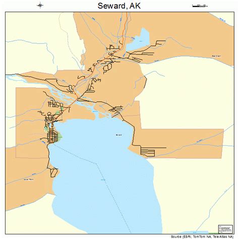 Seward Alaska STREET & ROAD MAP AK atlas poster print h | eBay