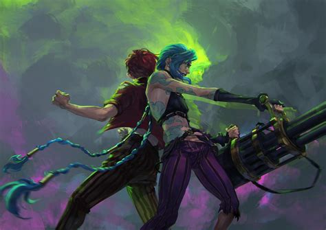 7680x4120 Jinx and VI Fighting Arcane Art 7680x4120 Resolution ...